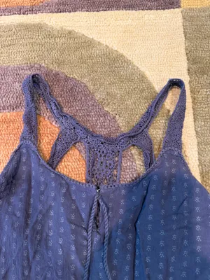 American Eagle Outfitters Grey Mini Sundress / Coverup Dress Crochet Tassel S thumbnail 2