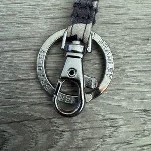 Vera Bradley Pink Grey Floral Cotton Lanyard with‎ Silver Key Ring and Clasp thumbnail 3