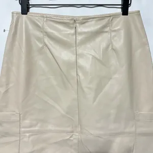 New Hunter & Brown Faux Leather Cargo Pocket Midi Pencil Skirt Beige Size Medium thumbnail 10