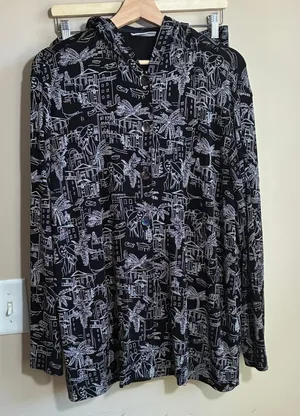 Chico's Travelers 2 Piece Skirt Set Size 2 Black White Village Print Women Large thumbnail 1