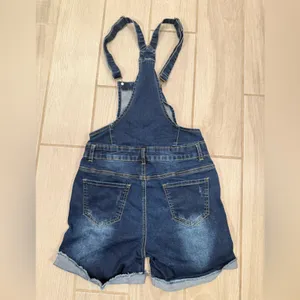 Denim Blue Distressed Short Overalls - Women thumbnail 5