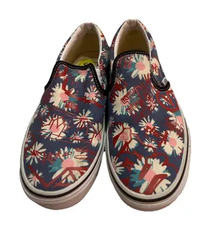 Vans Classic Slip On Shoes Crew Floral Red Canvas Skater‎ W Sz 6.5 / M Sz 5 thumbnail 1