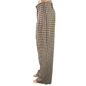 12Th Tribe Women's Brown Gingham Check Wide Leg Baggy Trousers Pants Size S thumbnail 2