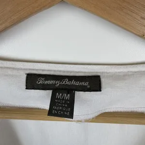 Tommy Bahama White Linen Embroidered V-Neck Tunic Top Medium Coastal Beachy thumbnail 9