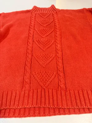 Nuovo Cable Knit Mock Turtleneck Sweater in Orange thumbnail 4