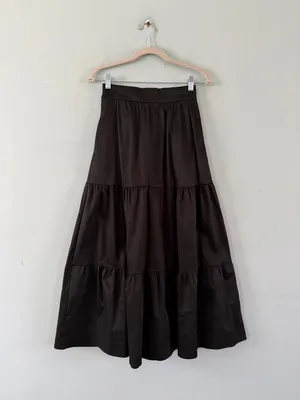 Pearl Pagoda Tiered Black Preppy‎ Maxi Skirt thumbnail 2