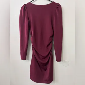 Susana Monaco Elegant Burgundy Ruched Dress thumbnail 6