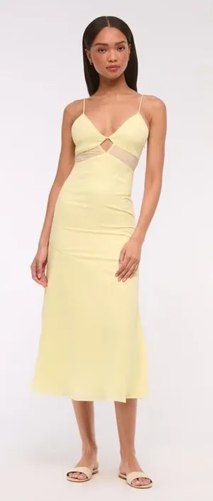 Abercrombie Tie-Back Sheer Slip Midi Dress thumbnail 1
