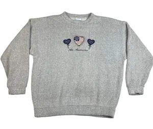 Americana USA Vintage Sweatshirt Women's Size‎ Large Gray 4th July All American thumbnail 1