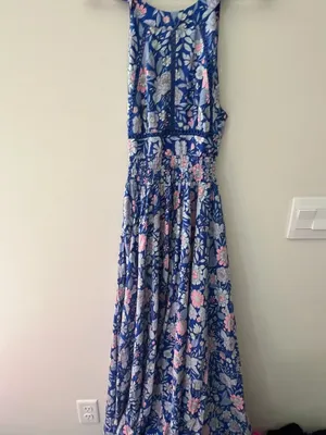 Abel the Label Bluebell Floral Halter Tie Back Full Skirt Maxi Dress XSmall thumbnail 10