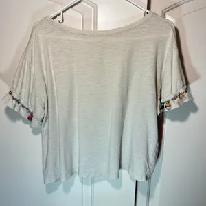 Lilka Womens T Shirt Top Multicolor‎ Pom Pom Sleeve Boho Crop Medium thumbnail 6