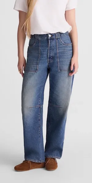 Madewell The Darted Barrel-Leg Jean Button Fly Denim 23 Irmo Wash thumbnail 1