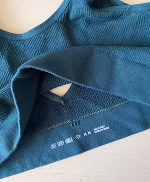 Out From Under Urban Outfitters seamless ribbed navy forest green v neck croptop thumbnail 5