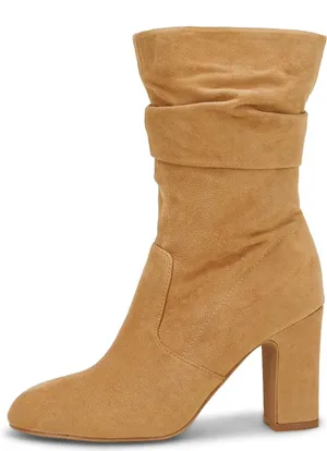 Women's High Heel Faux Suede Boots Block Heel Brown - Coutgo Size 11 New thumbnail 1