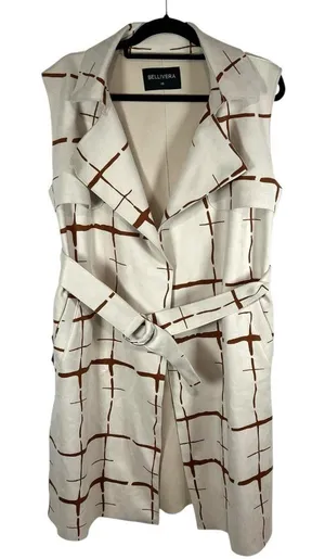Bellivera Faux Suede Sleeveless Jacket With‎ Belt NWT Womens Size XS thumbnail 1