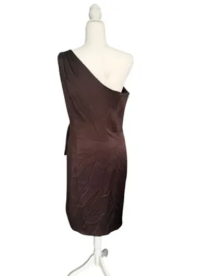 ESCADA Brown Silk Blend One Shoulder Cocktail Dress Size 38 / US 8 thumbnail 3