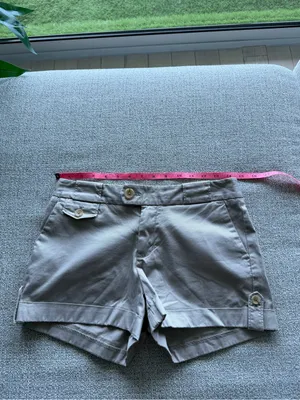 Banana Republic Women's‎ Button-Accent Shorts in Burgundy and Khaki thumbnail 5