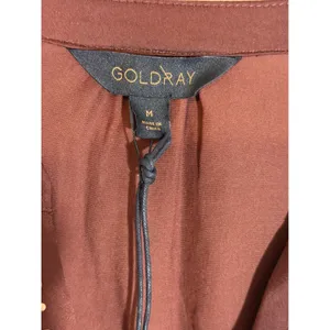 Goldray Studded V-Neck Blouse Brown M Womens Long Sleeve Satin Top NEW thumbnail 3