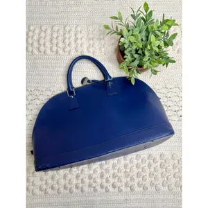 FIORE Women's Saffiano Leather Classic Dome Satchel Bag Made in Italy Navy thumbnail 2