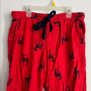 Aerie Red Pajama Pants with Navy Deer Print Size M thumbnail 2