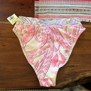 River Island Swim‎ Bikini Bottom Lilac Paisley Print Pink Pattern NWT US Size 4 thumbnail 3