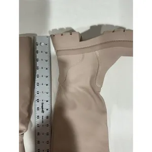 Womans Vivianly Size 7.5 Flesh Color Tall Chunky Heel Boots thumbnail 3
