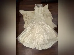 VTG Sue Wong Nocturne Silk Beaded Mermaid Wedding Dress Ivory Gown Sequin formal thumbnail 5
