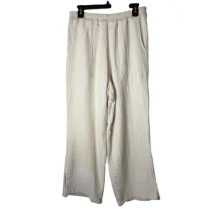 Daise Wide Leg Gauze Pants Women XL Ivory Natural UPF 50+ Organic Cotton Resort thumbnail 2