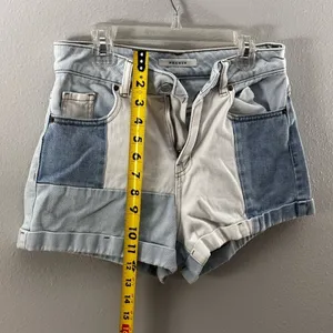 Pacsun Women Denim Blue Patched Mom Shorts‎ Y2K size 25 thumbnail 7