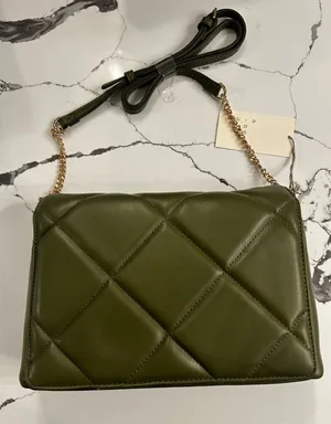 Olive Quilted Chain Shoulder Bag Purse NWT Green thumbnail 1