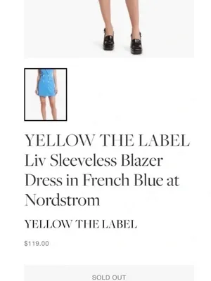 Yellow the Label Sleeveless Blue Double-Breasted Blazer Dress thumbnail 3