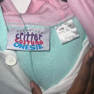Oversized Critter Costume Aqua and White Onesie Pajamas One Size Fits Most thumbnail 6