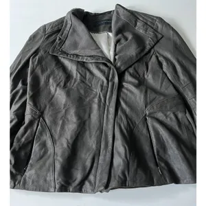 Elie Tahari Jeanette Drape Front Leather Jacket Small thumbnail 5