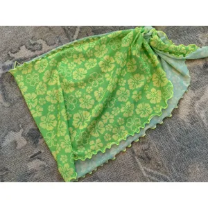 Kulani Kinis Mini Mesh Sarong - Lime Green Floral Cover-up Sarong Sz S NWT thumbnail 8