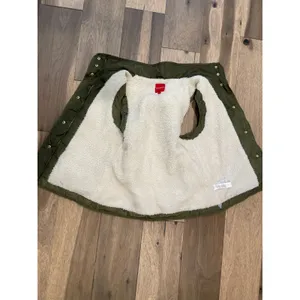 GUESS Sherpa Lined Puffer Vest Olive Green Size S Cozy Warm Casual thumbnail 3