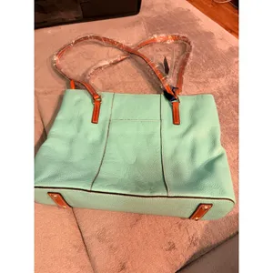 Dooney & Bourke Womens Tote Bag Large Aqua Pebbled Leather Lexington Shopper NWT thumbnail 3