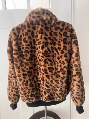 Leopard Faux Fur Bomber Jacket thumbnail 2