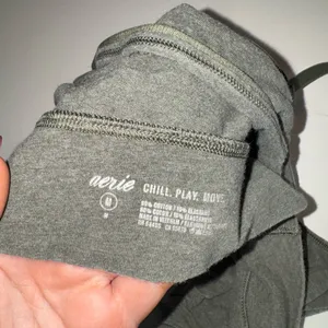 Aerie Medium Cotton Blend Green Sports Bra Runched Front thumbnail 2