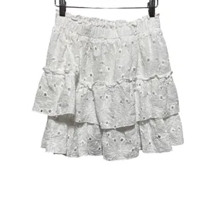 Effeny Women Cottagecore Coquette Tiered Mini Skirt S/M White Eyelet Ruffle Boho thumbnail 3