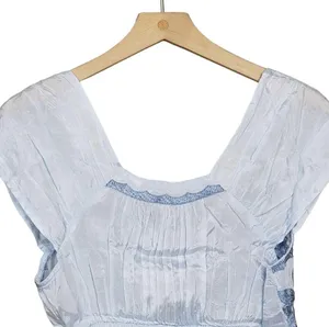 Free People Womens XS Sahara Embroidered Crop Top Blue NEW thumbnail 5