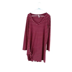 Women's mts Red & White Striped Long Sleeve Dress, Size L thumbnail 2
