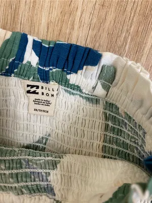 Billabong White Strapless Leaf-Print Jumpsuit with Green and Blue thumbnail 4