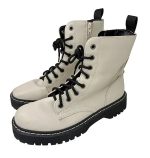 Sincerely Jules Harley Cream Black Combat Boots Womens 7.5 thumbnail 1