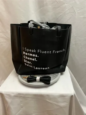 LA Trading Co Black “I Speak Fluent French” Large Tote Shoulder Bag NWT thumbnail 2