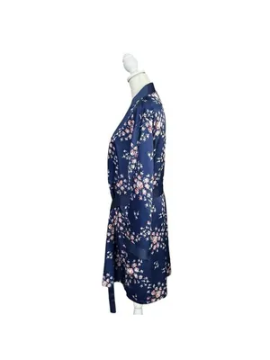 Morgan Lane x FabFitFun Allie Floral Satin Robe Navy Size Small Medium thumbnail 3