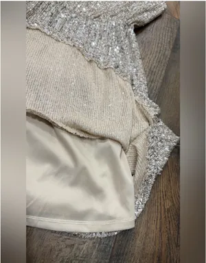 SO Party Dress Champagne Sequins Spaghetti Strap, Size Medium, Dance Cocktail thumbnail 6