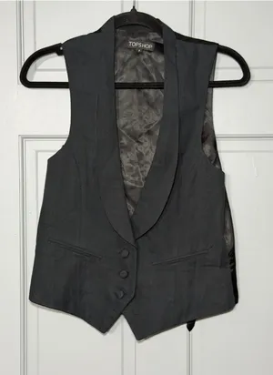 Topshop Black Shawl-Collar Tailored Vest thumbnail 1