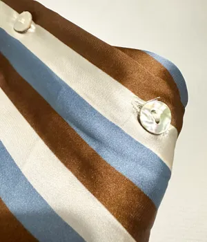 Zara satin striped shirt blue tan brown longsleeve buttondown thumbnail 3