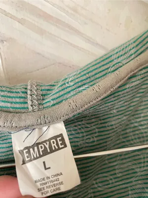 Empyre Y2K Style Henley Short Sleeve Striped Hooded Top Hoodie Large thumbnail 2
