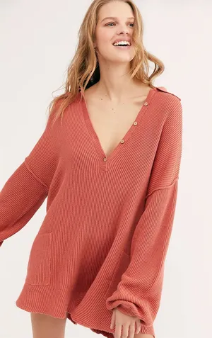 Free People Beach Picnic Sweater Romper Pink Palisades Linen Blend Size Small thumbnail 1